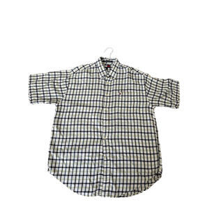 Tommy Hilfiger Button-Down Short Sleeve Shirt with‎ Pocket - White with Stripes